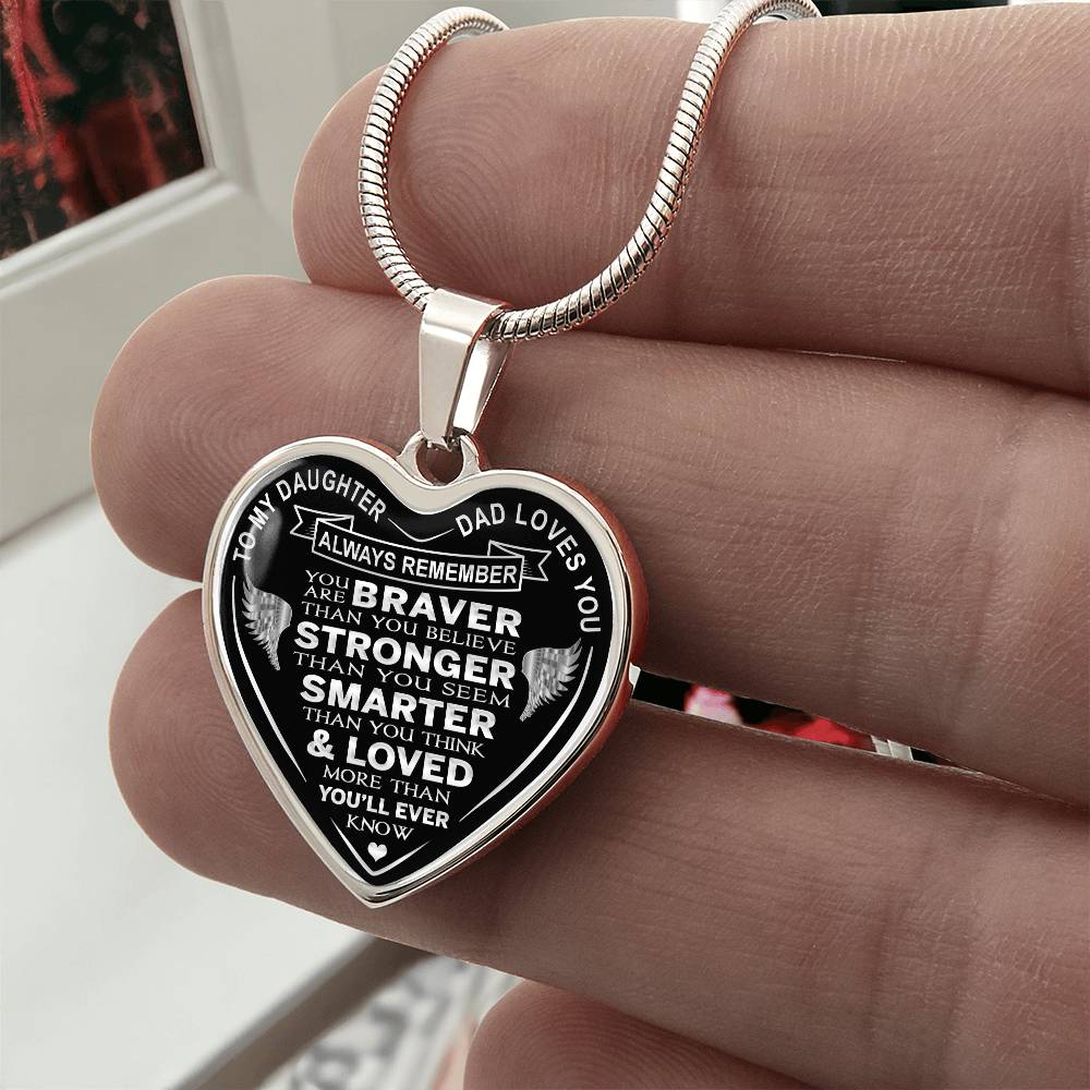 To My Daughter - Dad Loves You Luxury Heart Necklace Gifts For Birthday, Wedding (132624694219-SO)
