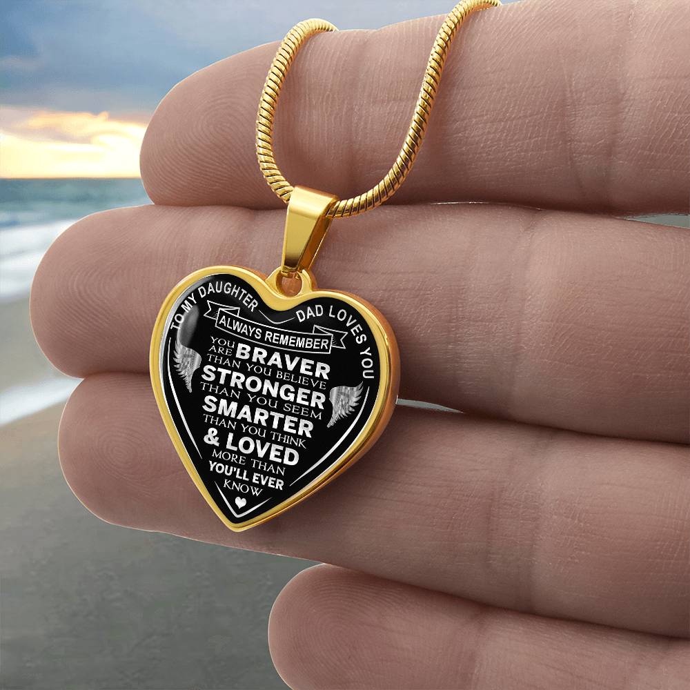 To My Daughter - Dad Loves You Luxury Heart Necklace Gifts For Birthday, Wedding (132624694219-SO)