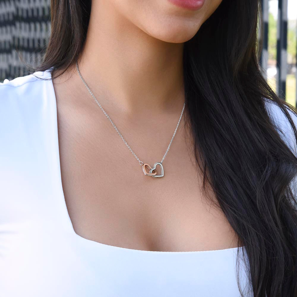 To My Bonus Daughter Gift - Luxury Interlock Heart Joined Necklace Gift for Stepdaughter