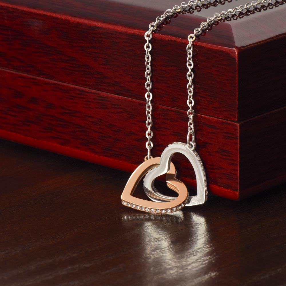 To My Bonus Daughter Gift - Luxury Interlock Heart Joined Necklace Gift for Stepdaughter