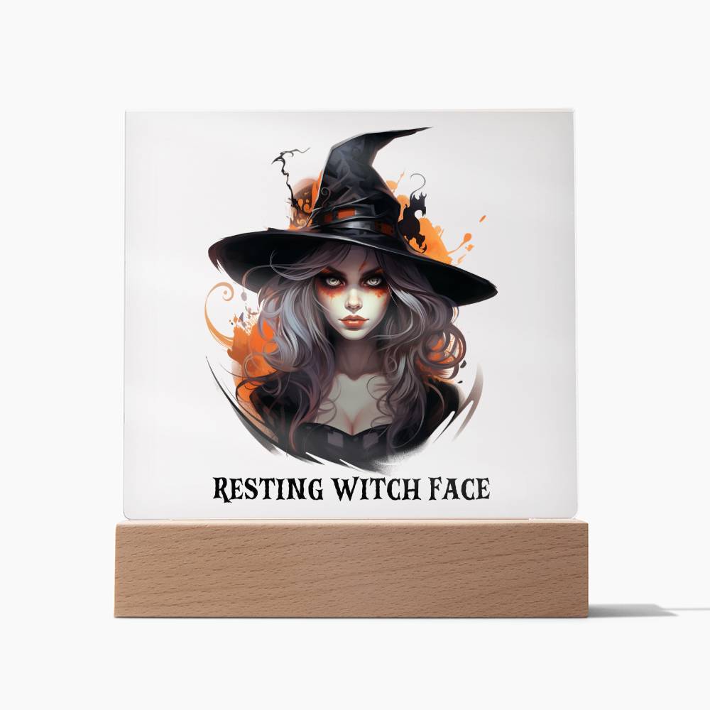 Resting My Face Halloween Costume Ghost Trick or Treat Jack-o-lantern - Acrylic Square Plaque Gift for Halloween Party