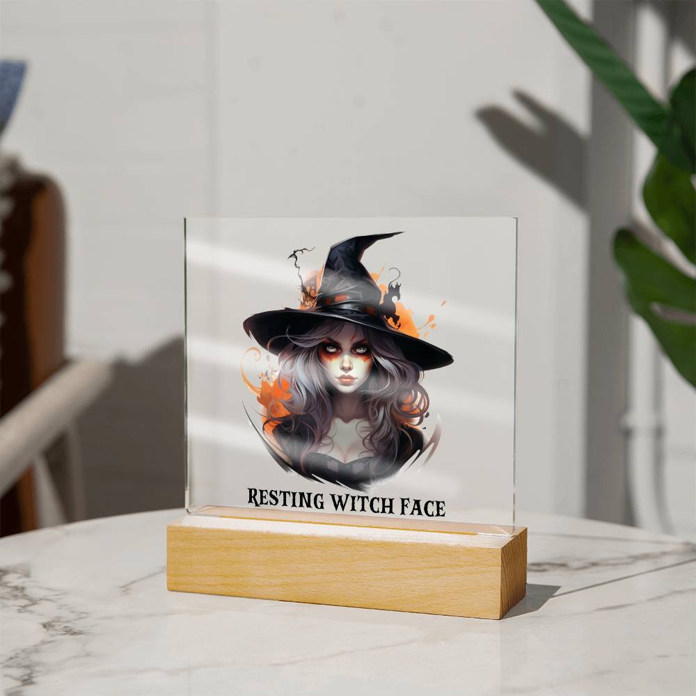 Resting My Face Halloween Costume Ghost Trick or Treat Jack-o-lantern - Acrylic Square Plaque Gift for Halloween Party