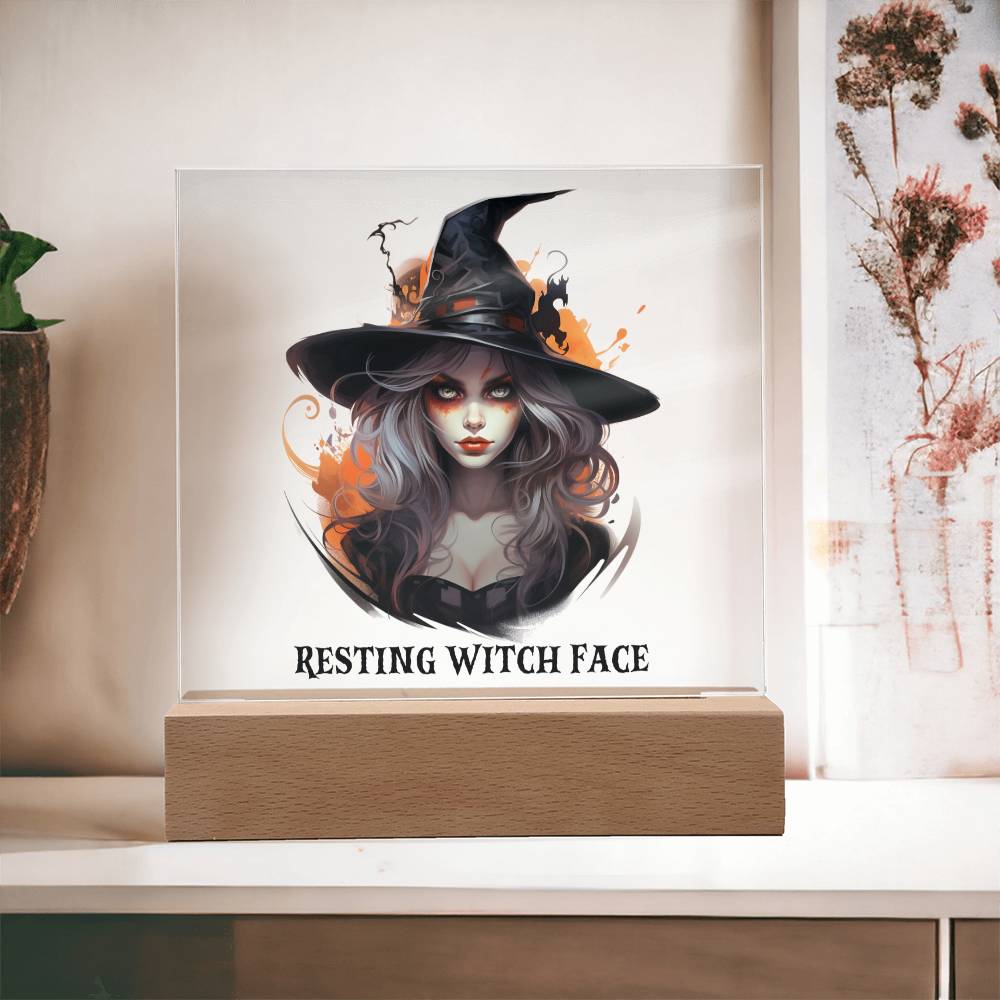 Resting My Face Halloween Costume Ghost Trick or Treat Jack-o-lantern - Acrylic Square Plaque Gift for Halloween Party