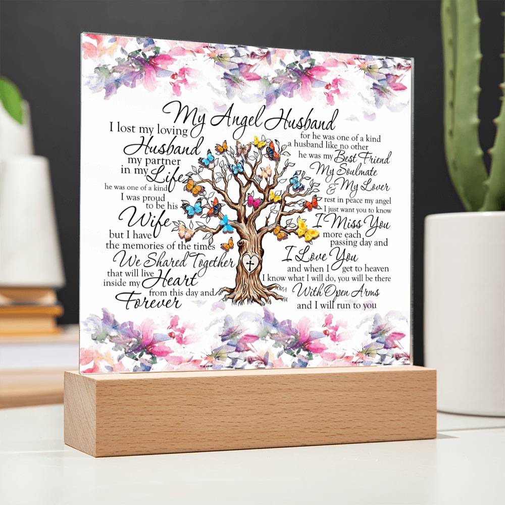 To My Angel Husband from Wife, When I Simply Say I Miss You Square Acrylic Plaque