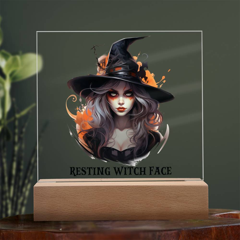 Resting My Face Halloween Costume Ghost Trick or Treat Jack-o-lantern - Acrylic Square Plaque Gift for Halloween Party