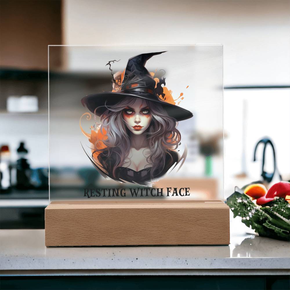 Resting My Face Halloween Costume Ghost Trick or Treat Jack-o-lantern - Acrylic Square Plaque Gift for Halloween Party