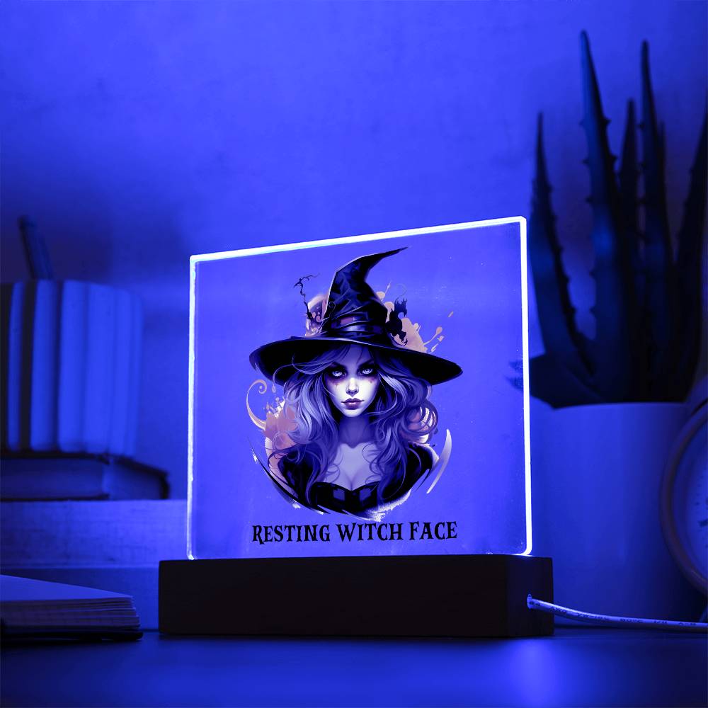 Resting My Face Halloween Costume Ghost Trick or Treat Jack-o-lantern - Acrylic Square Plaque Gift for Halloween Party