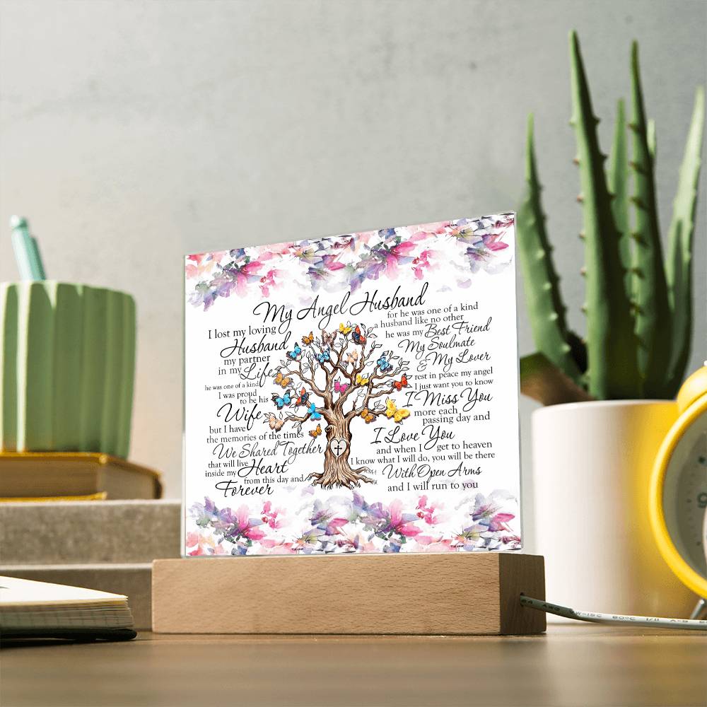 To My Angel Husband from Wife, When I Simply Say I Miss You Square Acrylic Plaque