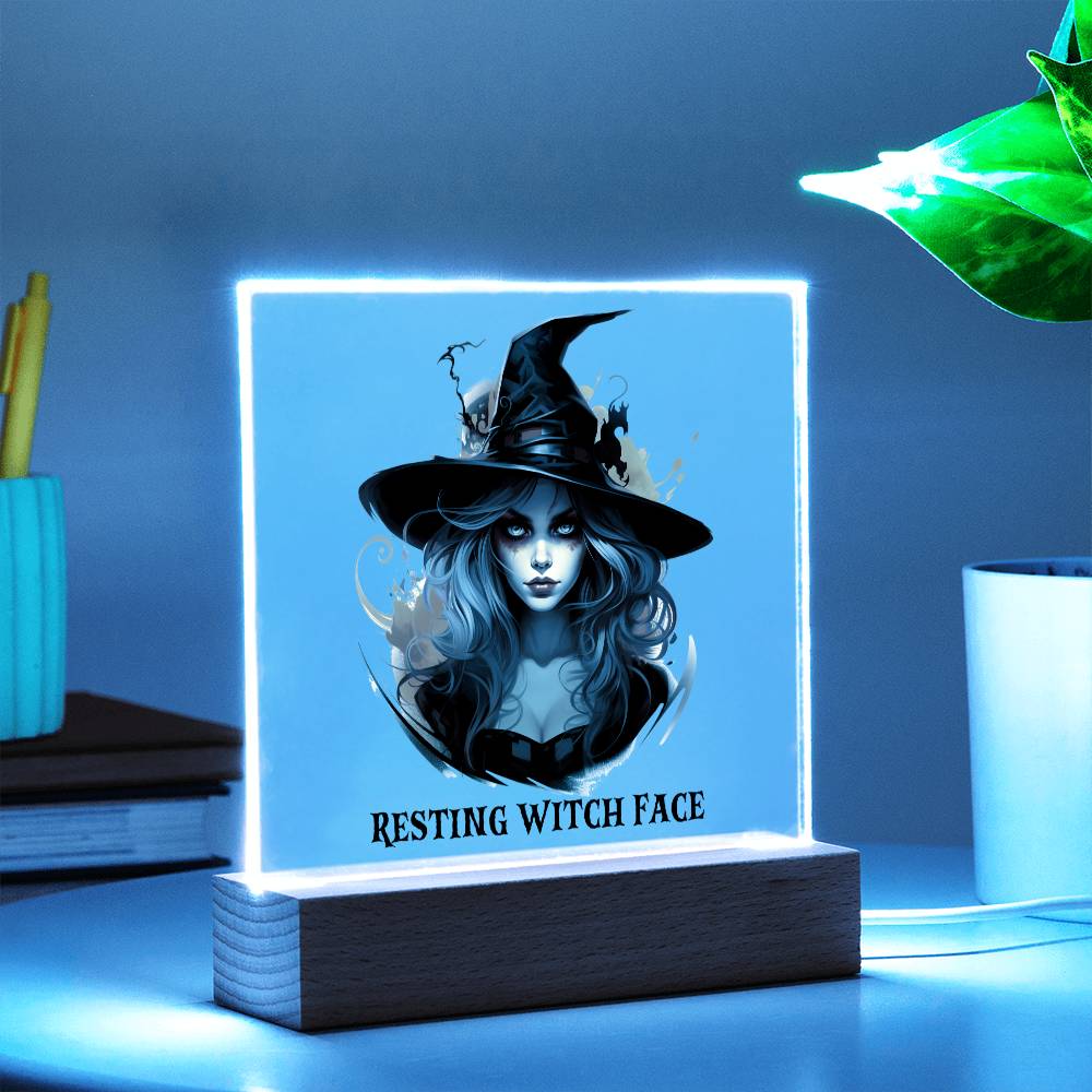 Resting My Face Halloween Costume Ghost Trick or Treat Jack-o-lantern - Acrylic Square Plaque Gift for Halloween Party