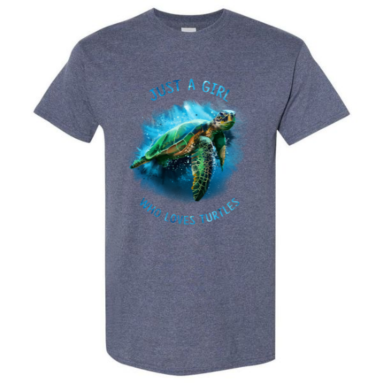 Just A Girl Who Loves Turtles Funny T-shirt Turtle Watercolor Sea Ocean Protect Gildan Top (USPF-134090815682)