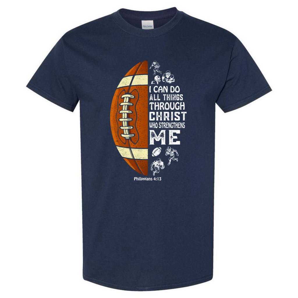 Christian Football Lover Gift For Teen Boys Kids Religious Bible Verse Gildan Unisex T-Shirt (USPF-135295524773)