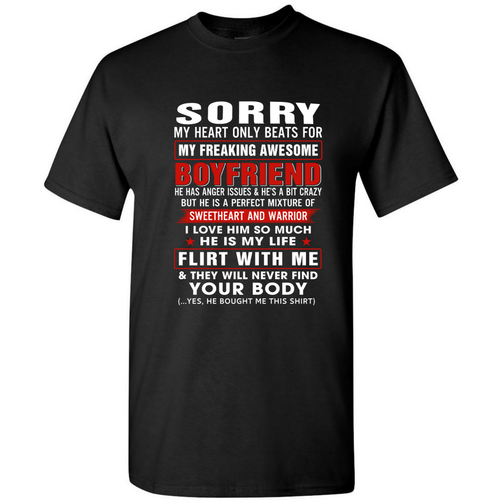 To My Girlfriend Tee Gift - My Heart Only Beats For My Awesome Boyfriend Gildan Unisex T-Shirt (USPF-133489994725)