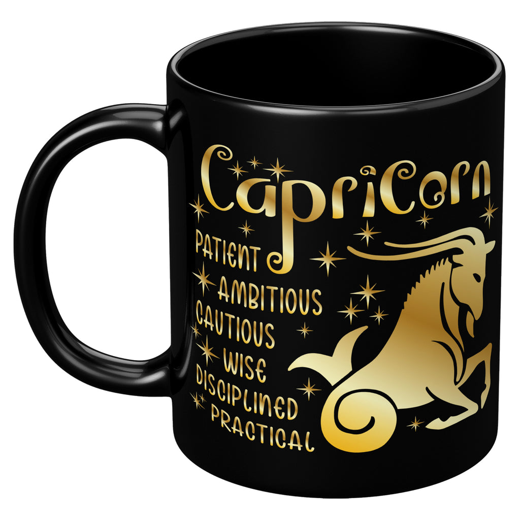 Capricorn Zodiac Sign December Birthday Constellation Astrology Horoscope 11oz Black Mug