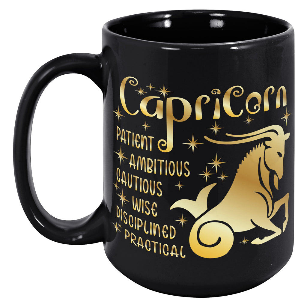 Capricorn Zodiac Sign December Birthday Constellation Astrology Horoscope 15oz Black Mug