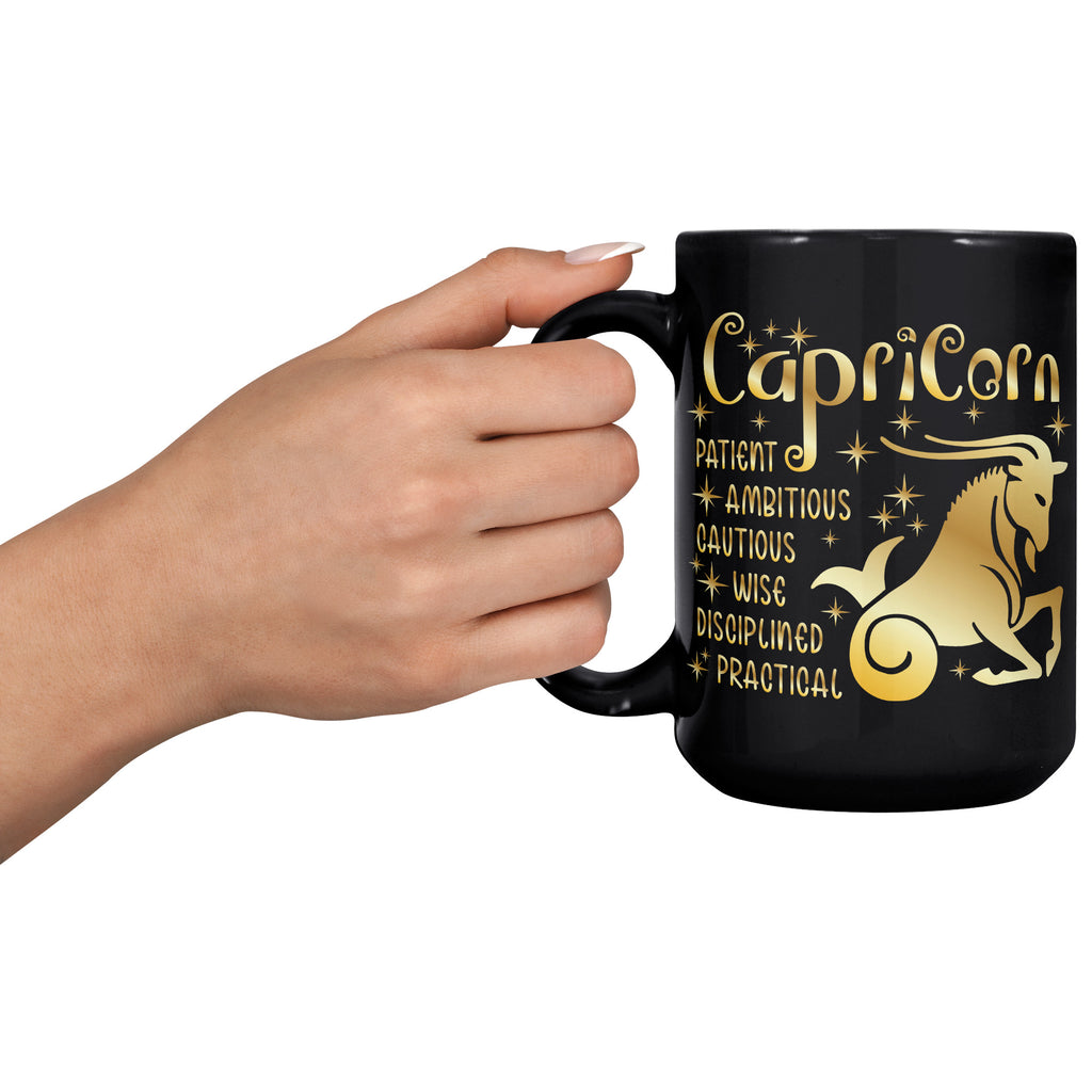 Capricorn Zodiac Sign December Birthday Constellation Astrology Horoscope 15oz Black Mug (TL-134794816504)
