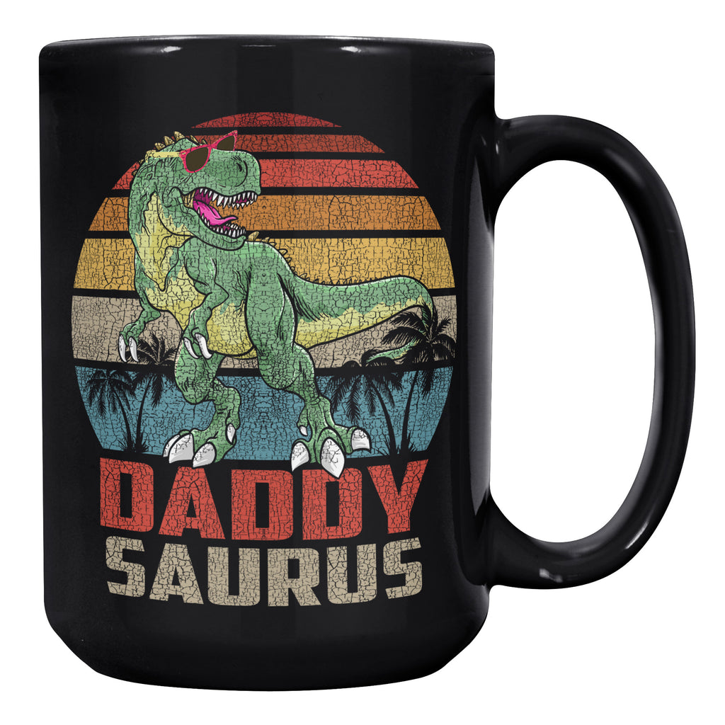 Daddysaurus T-Rex Dinosaur Daddy Saurus Matching Family Jurasskicked 15oz Black Coffee Mug (TL-135196619233)