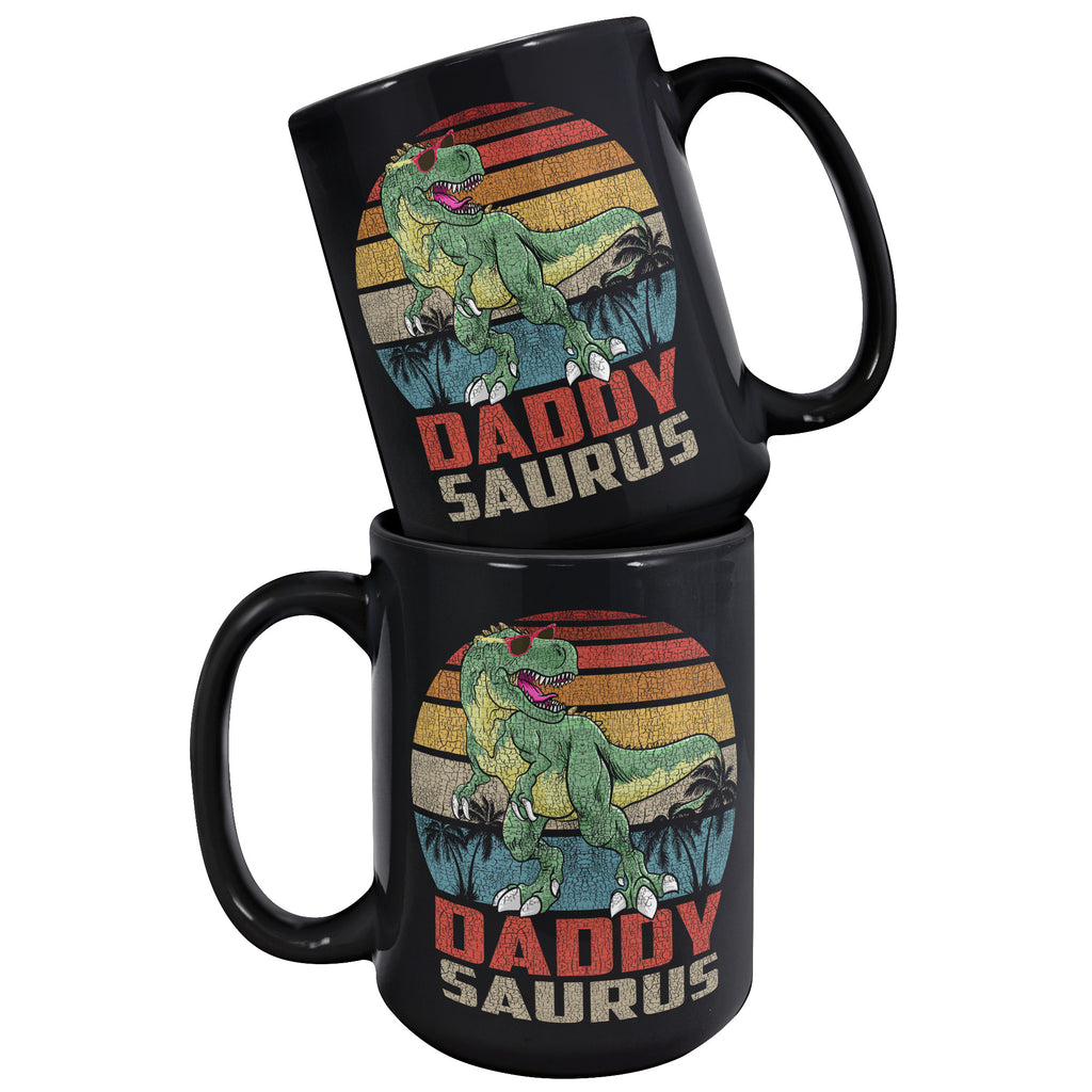 Daddysaurus T-Rex Dinosaur Daddy Saurus Matching Family Jurasskicked 15oz Black Coffee Mug (TL-135196619233)