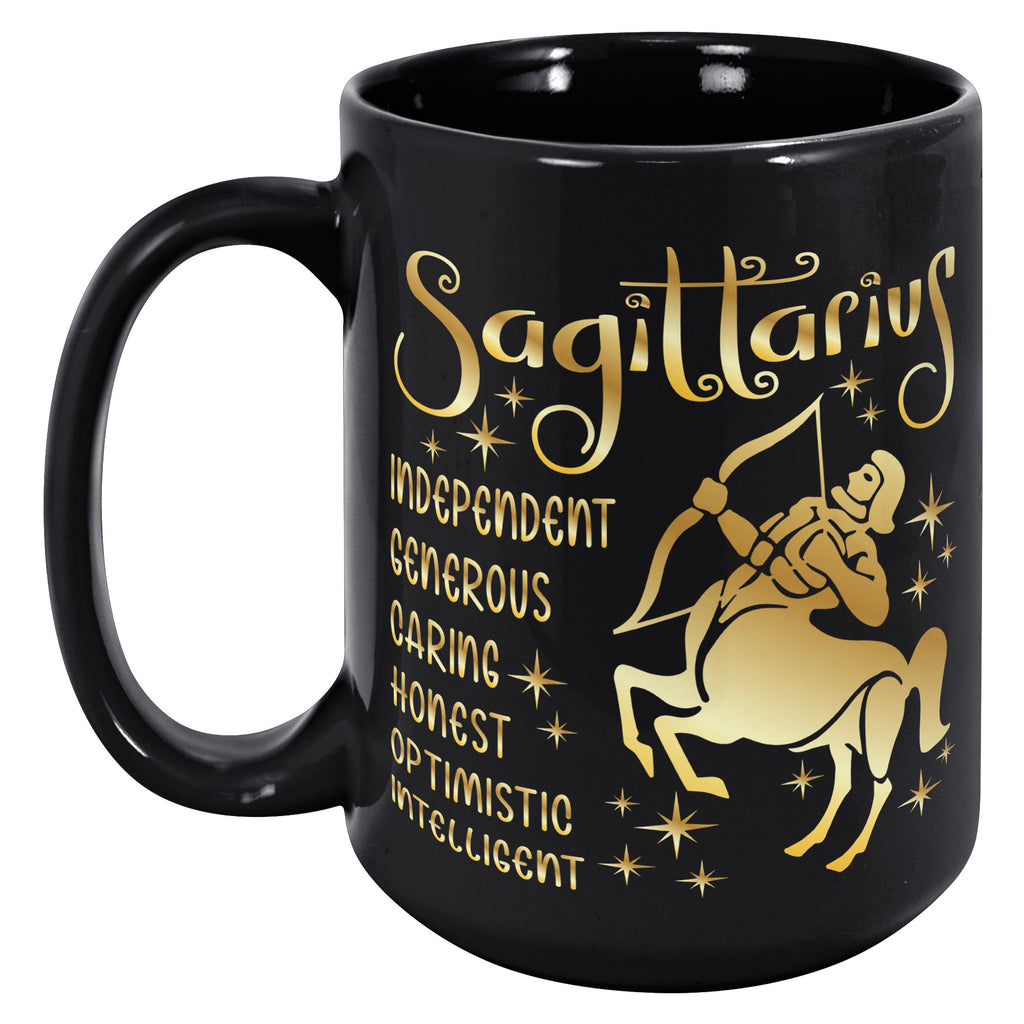 Sagittarius Zodiac Sign November Birthday Constellation Astrology Horoscope 15oz Black Mug