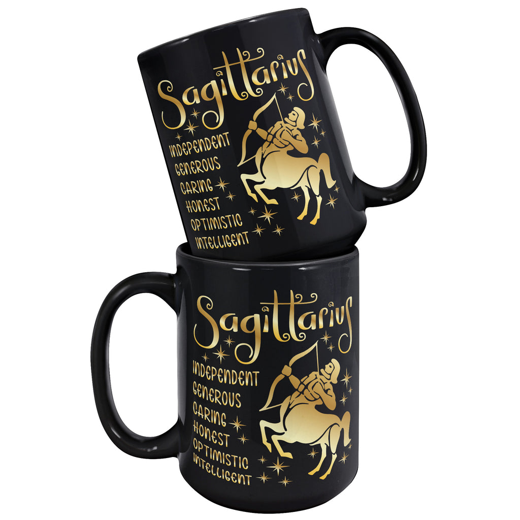 Sagittarius Zodiac Sign November Birthday Constellation Astrology Horoscope 15oz Black Mug