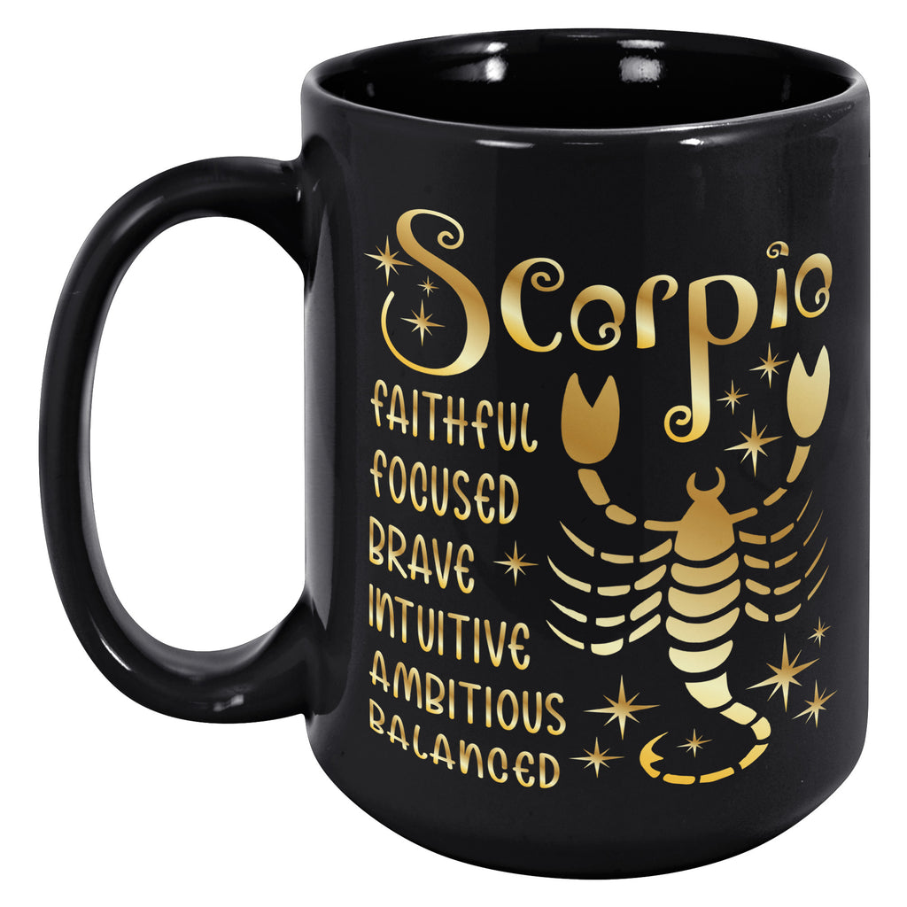 Scorpio Zodiac Sign November Birthday Constellation Astrology Horoscope 15oz Black Mug (TL-134794441586)