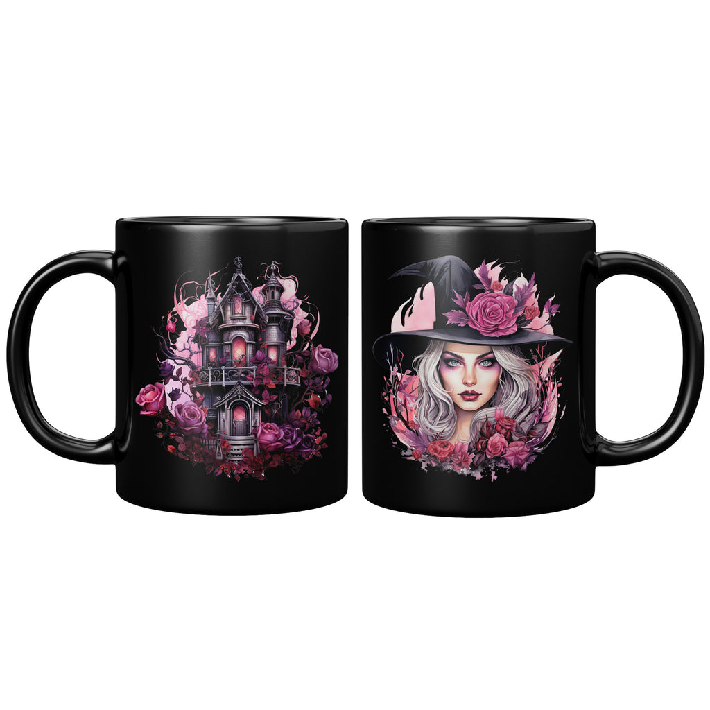 Spink Spooky Halloween 11oz Black Mug with Color Inside, Fall Autumn Ghosts Pumpkins Candy Skull Web Witch Cozy Happy Coffee Tea (I)