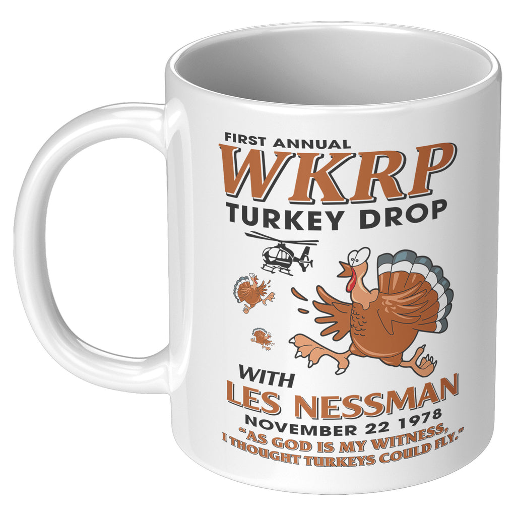 WKRP Turkey Drop with Les Nessman Funny Coffee Mug - Thanksgiving Day Gift Ideas (TL-132836162945)