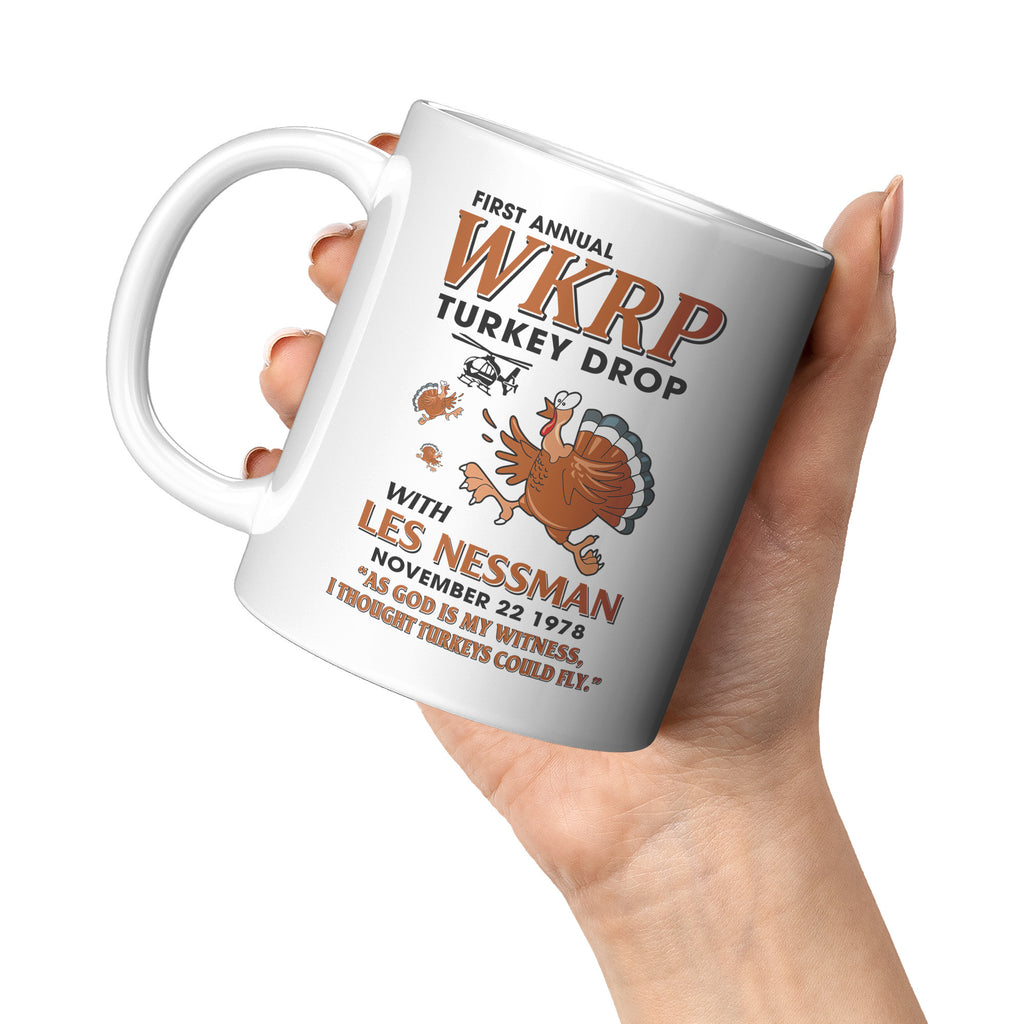 WKRP Turkey Drop with Les Nessman Funny Coffee Mug - Thanksgiving Day Gift Ideas (TL-132836162945)