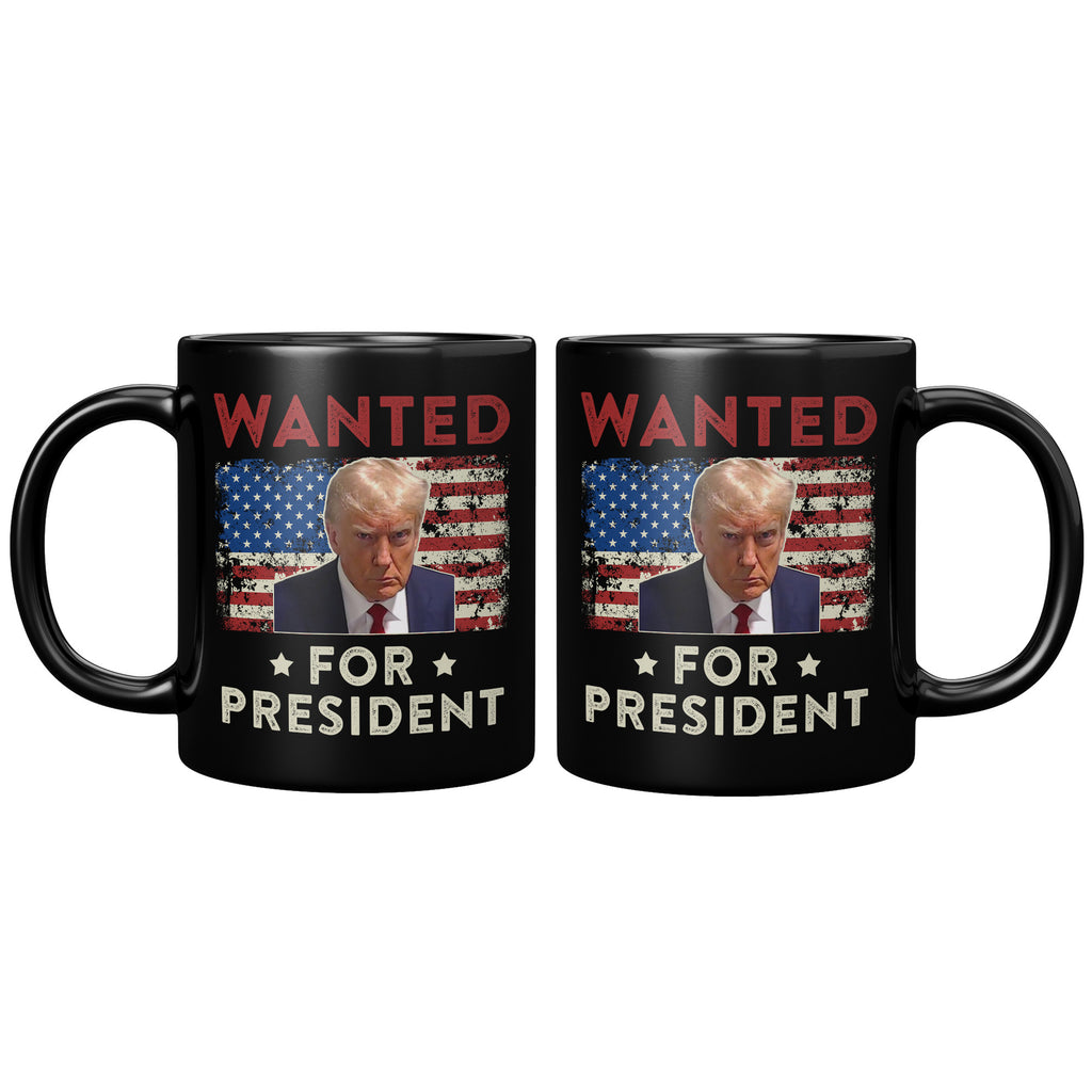 Wanted For President Donald Trump 2024 USA Flag Vintage Save America 11oz Black Coffee Mug (134716357984-TL)