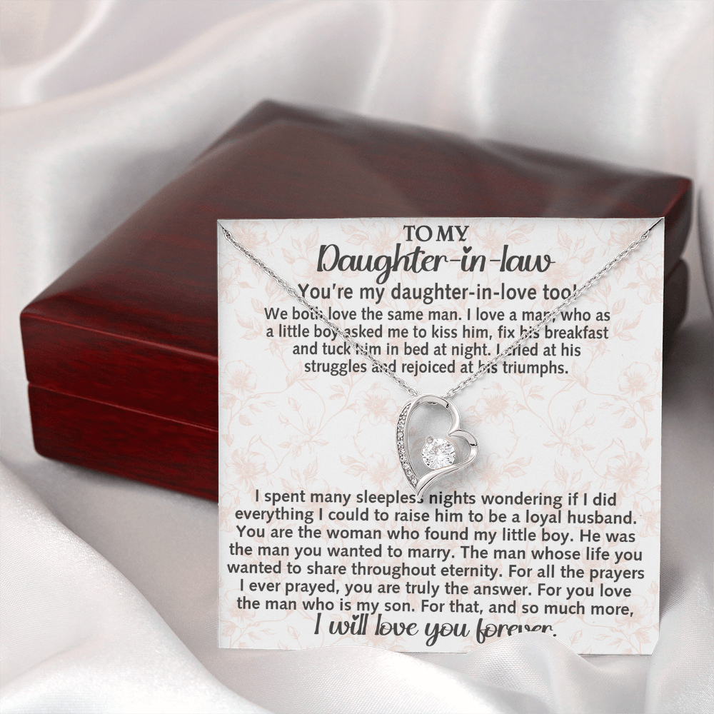 Daughter-in-law Necklace Gift - We Both Love The Same Man Forever Love Heart Necklace For Birthday Wedding or Special Occasion.