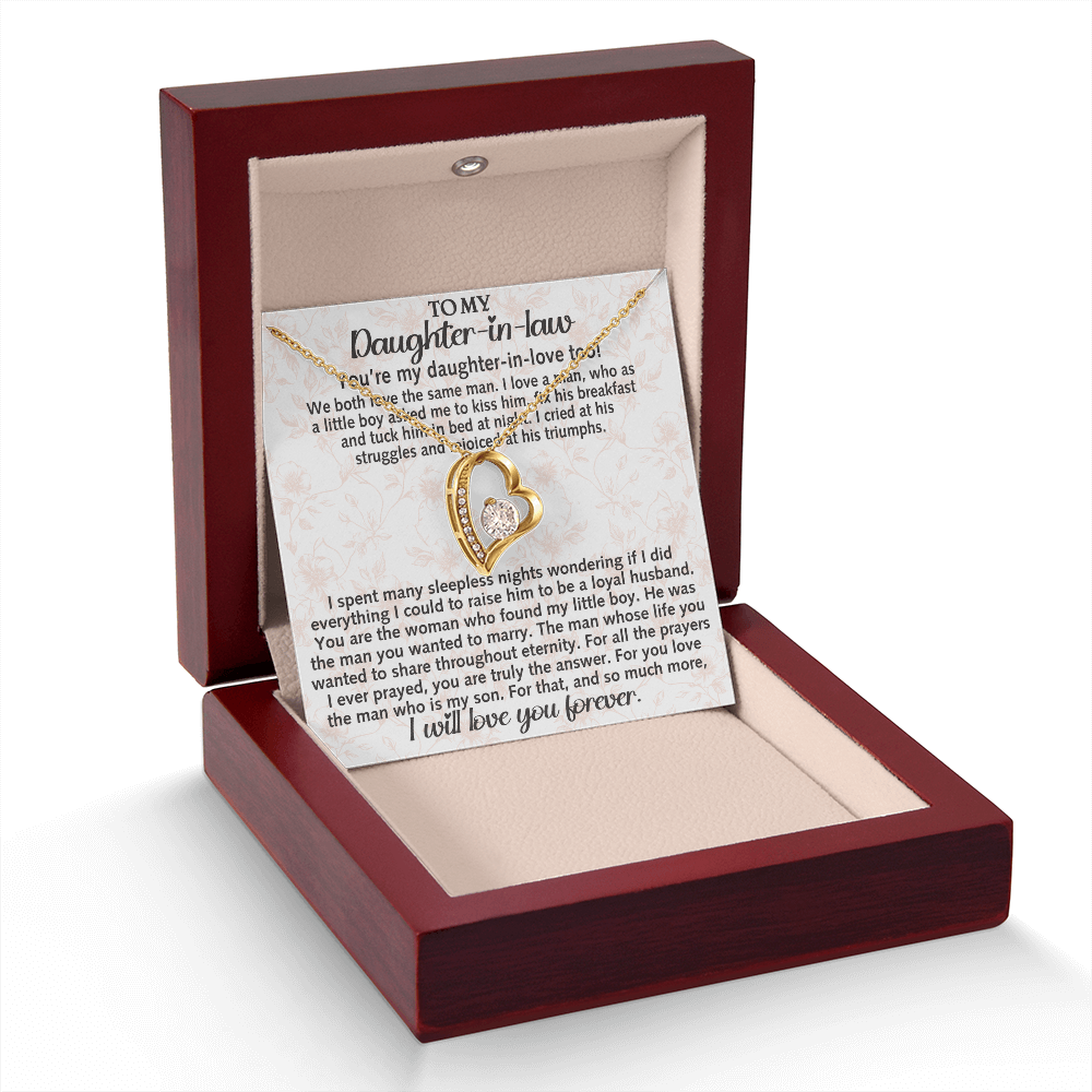 Daughter-in-law Necklace Gift - We Both Love The Same Man Forever Love Heart Necklace For Birthday Wedding or Special Occasion.