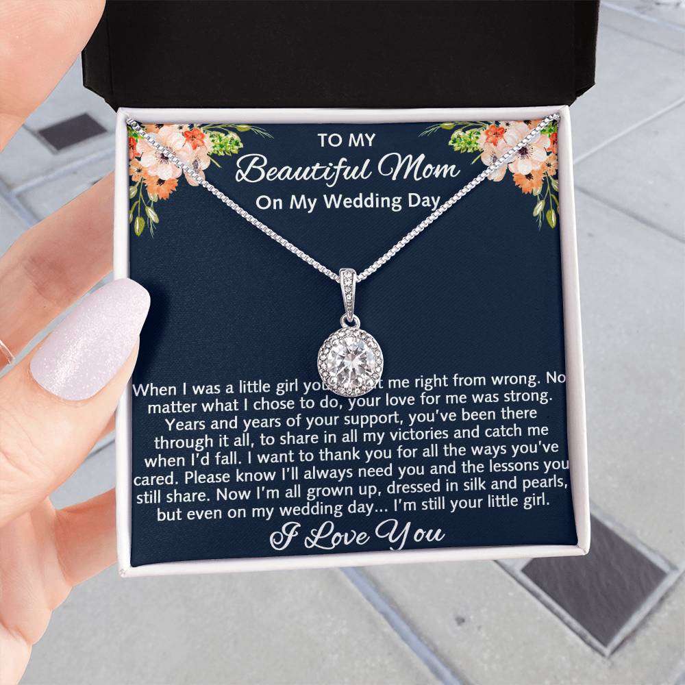 To My Beautiful Mom Eternal Hope Necklace, Mother Of The Bride Gift From Daughter, Bride