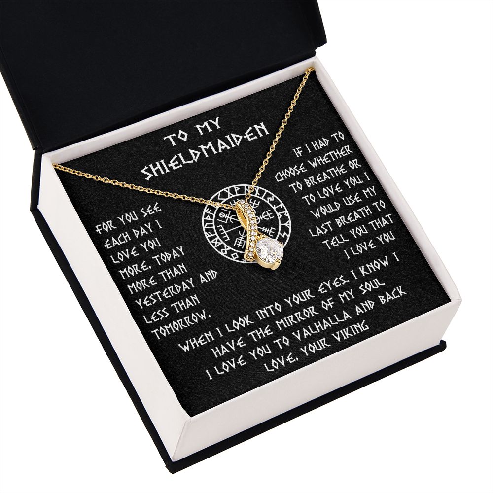 To My Shield-Maiden Love Gift - Luxury Alluring Beauty Necklace for your Daughter, Bonus Daughter, Step Daughter from Viking, Dad, Bonus Dad, Daddy