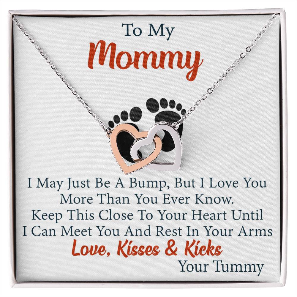 To My Mommy Interlock Heart Joined Necklace Gift for New Mom in Hospital Pregnancy Gift for First Time Mom