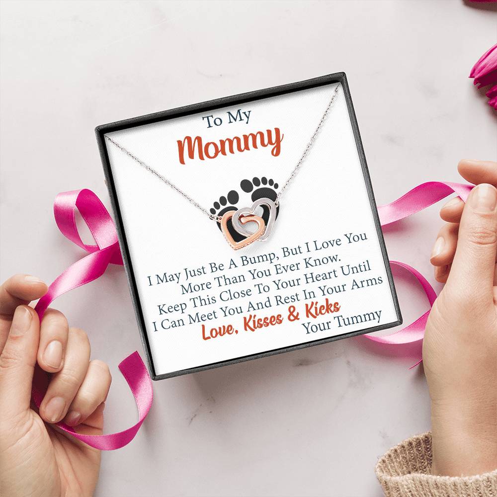 To My Mommy Interlock Heart Joined Necklace Gift for New Mom in Hospital Pregnancy Gift for First Time Mom