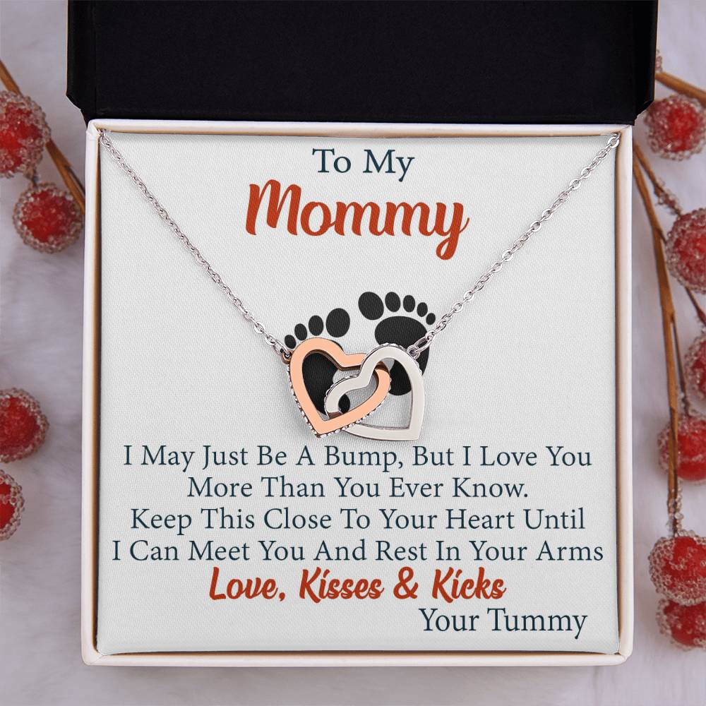 To My Mommy Interlock Heart Joined Necklace Gift for New Mom in Hospital Pregnancy Gift for First Time Mom