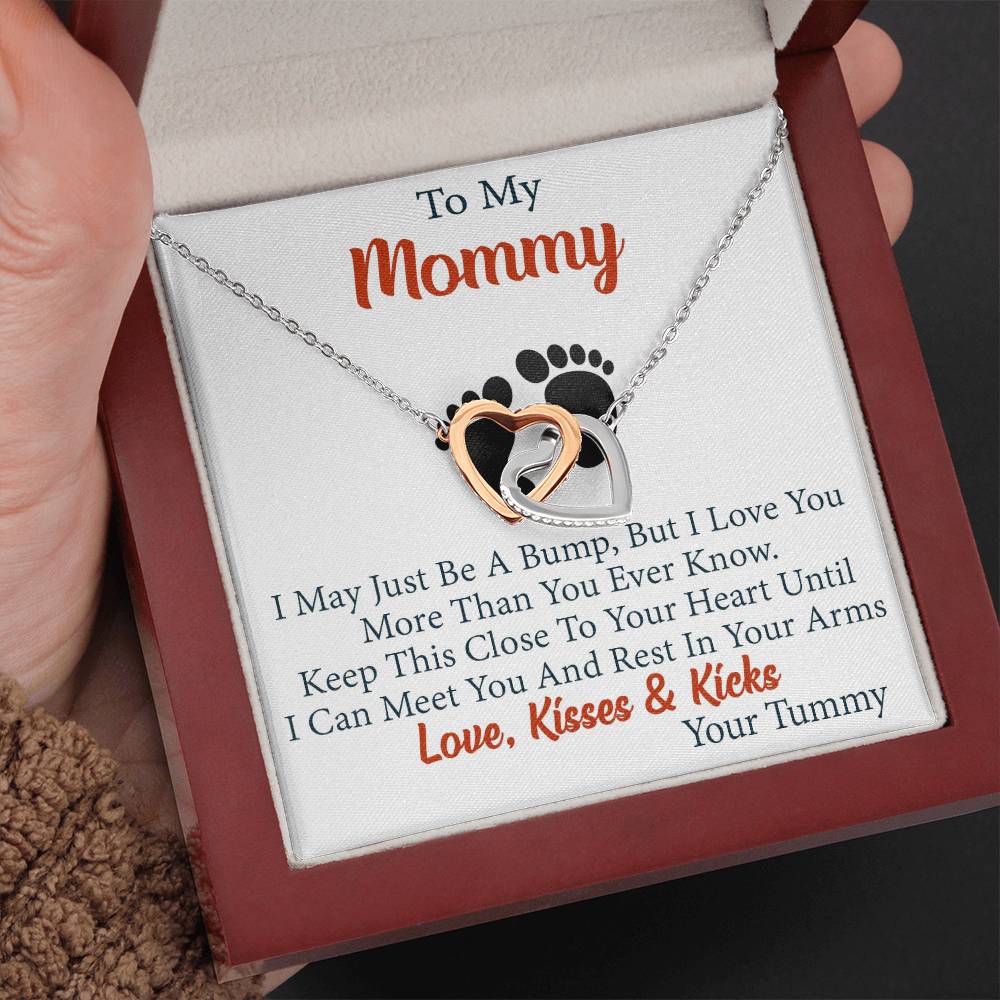 To My Mommy Interlock Heart Joined Necklace Gift for New Mom in Hospital Pregnancy Gift for First Time Mom