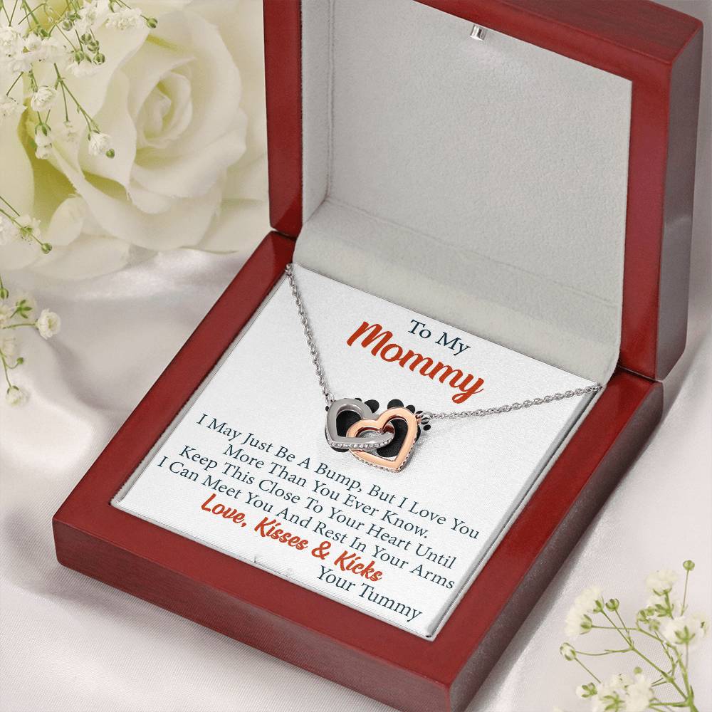 To My Mommy Interlock Heart Joined Necklace Gift for New Mom in Hospital Pregnancy Gift for First Time Mom