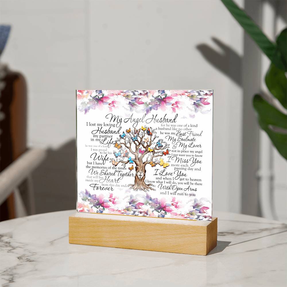 To My Angel Husband from Wife, When I Simply Say I Miss You Square Acrylic Plaque