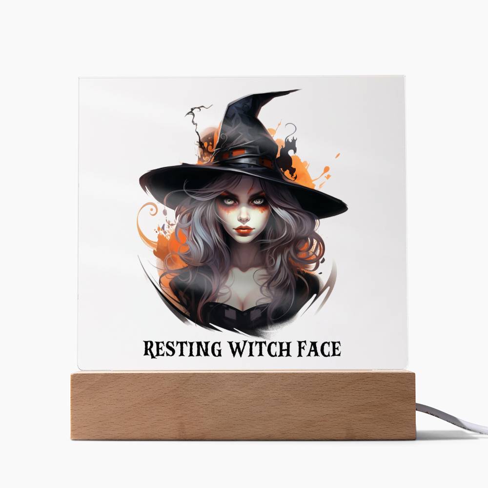 Resting My Face Halloween Costume Ghost Trick or Treat Jack-o-lantern - Acrylic Square Plaque Gift for Halloween Party