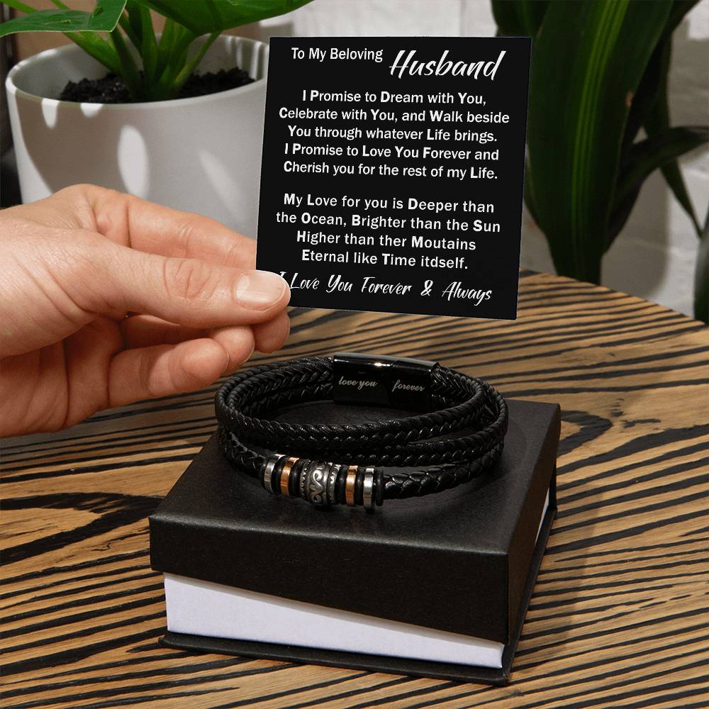 To My Beloved Husband Gift from Wife Soulmate Love You Forever Bracelet for Birthday Graduation, Christmas or any Special Occasion