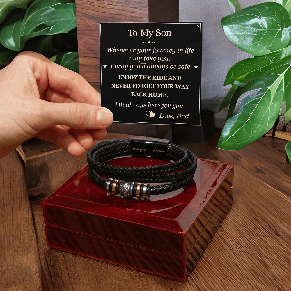 To My Son Gift from Dad Father Love You Forever Bracelet for Birthday Graduation, Christmas or any Special Occasion
