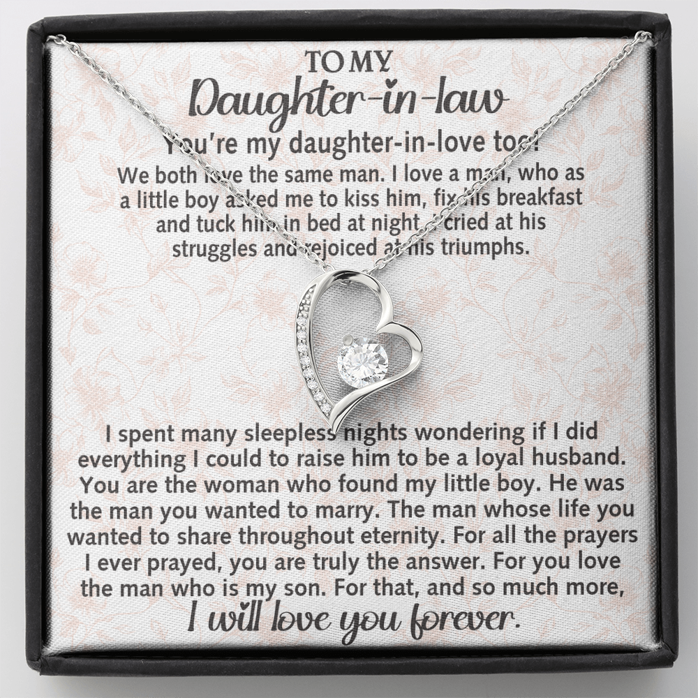 Daughter-in-law Necklace Gift - We Both Love The Same Man Forever Love Heart Necklace For Birthday Wedding or Special Occasion.