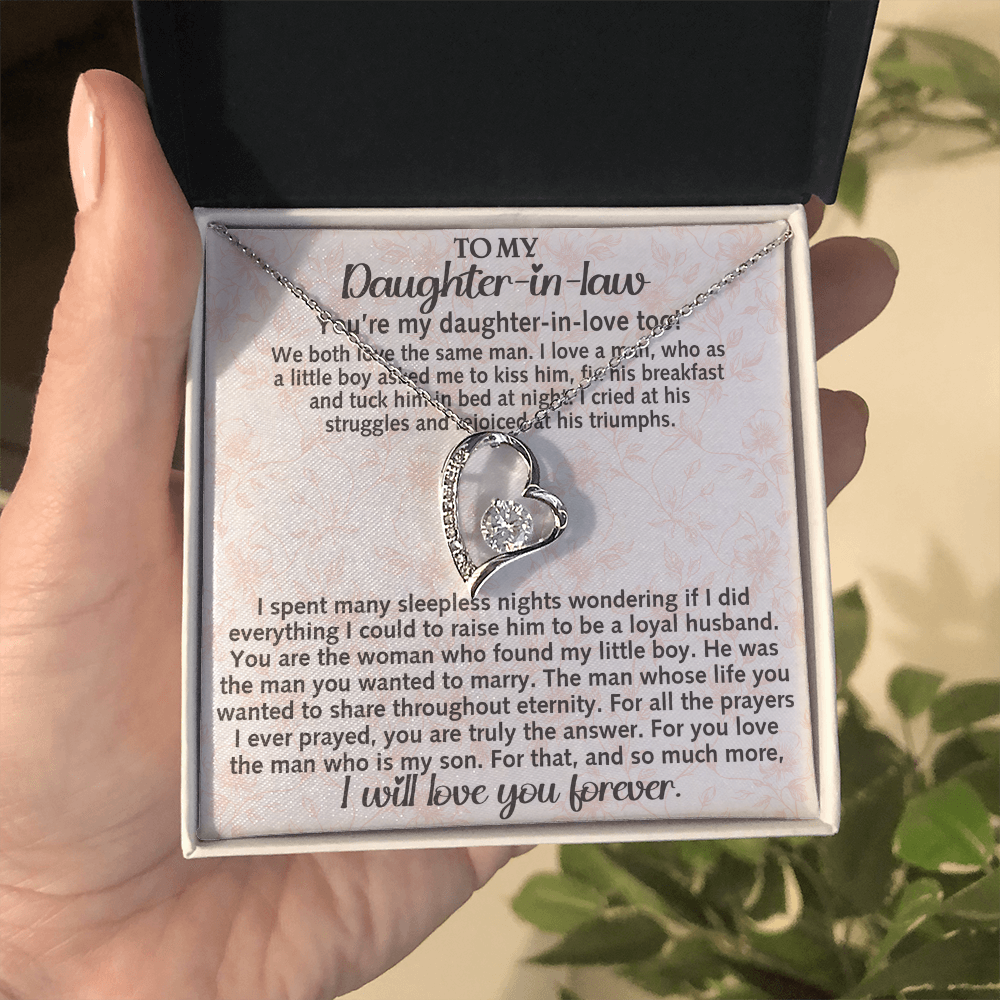 Daughter-in-law Necklace Gift - We Both Love The Same Man Forever Love Heart Necklace For Birthday Wedding or Special Occasion.