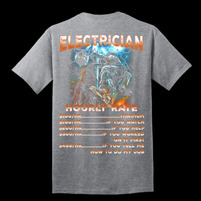 Electrician Hourly Rates Funny T-Shirt Lineman Electrical Power Dad Father Gift (USPF-134185780433)
