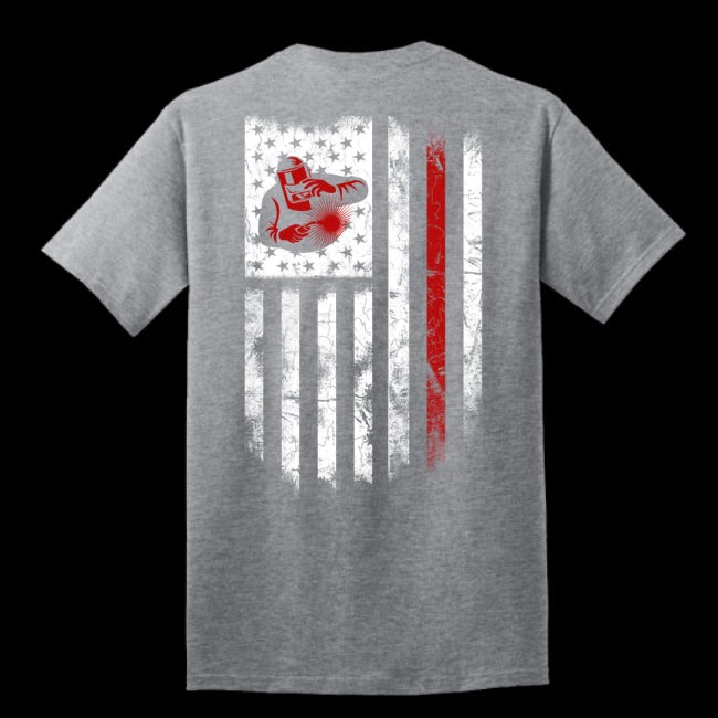 Welder T-Shirt Vintage American Flag USA Patriotic Welding Gift Tee For Dad Son (Backside USPF-133457354426)