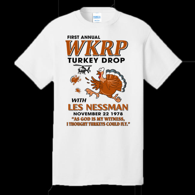 WKRP Turkey Drop with Les Nessman Funny T-shirt - Thanksgiving Day Funny T Shirt (USPF-132842404553)