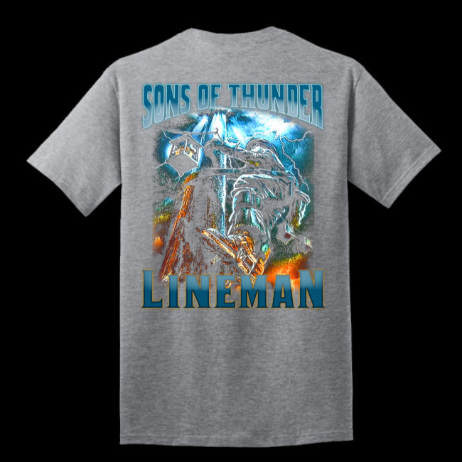 Sons of Thunder Lineman Electrical Power Funny T-shirt For Electrician Linesman (Backside 133525298684-USPF)
