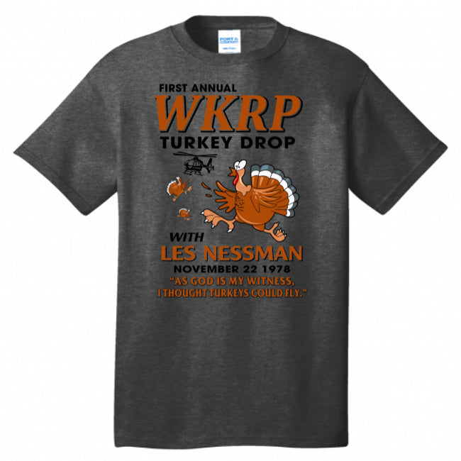 WKRP Turkey Drop with Les Nessman Funny T-shirt - Thanksgiving Day Funny T Shirt (USPF-132842404553)