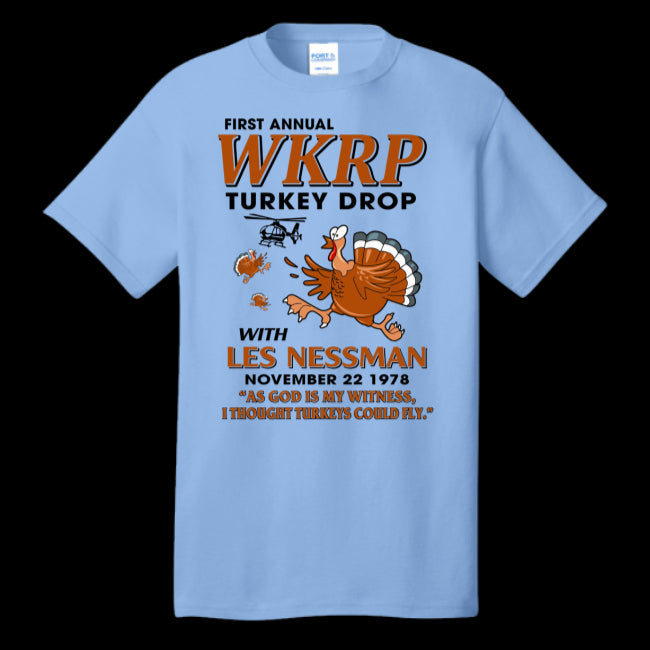 WKRP Turkey Drop with Les Nessman Funny T-shirt - Thanksgiving Day Funny T Shirt (USPF-132842404553)