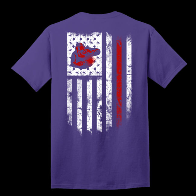 Welder T-Shirt Vintage American Flag USA Patriotic Welding Gift Tee For Dad Son (Backside USPF-133457354426)